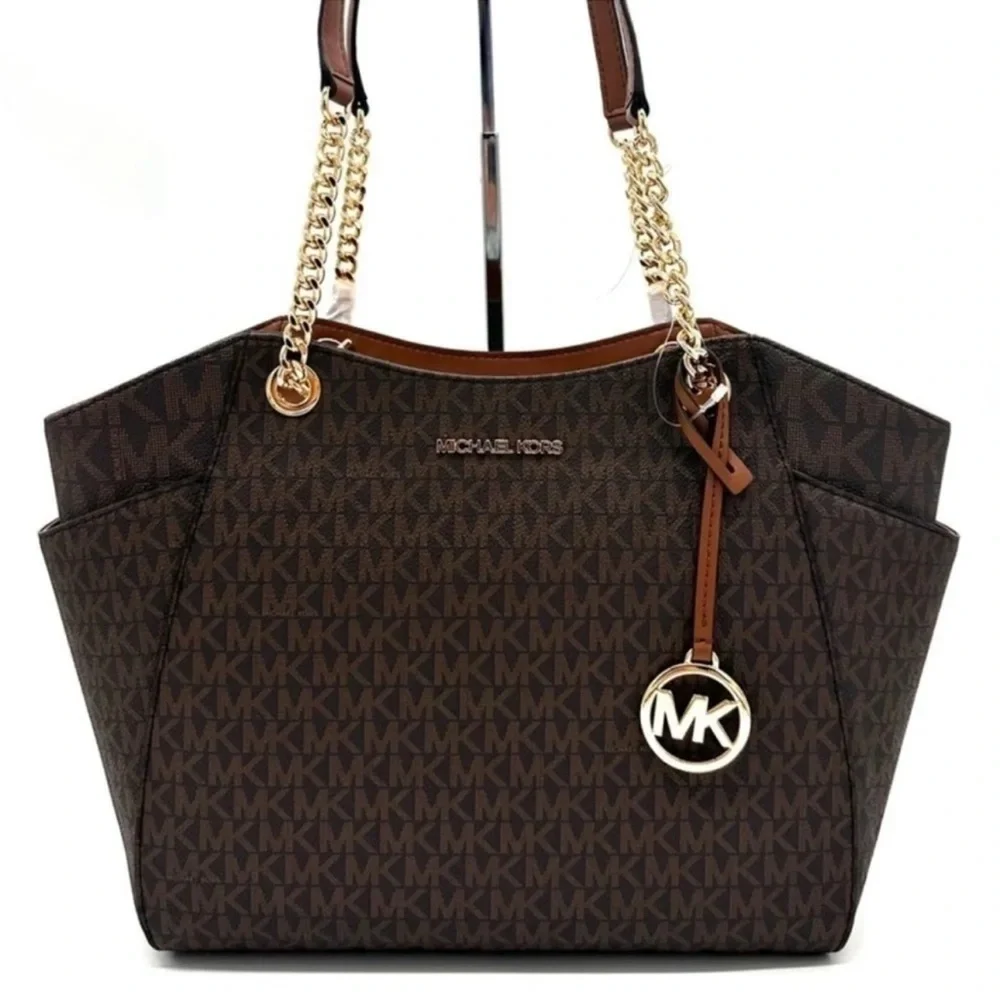 Michael Kors Large Jet Set Travel Chain Shoulder Bag Brown